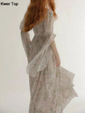 Vintage Floral Midi Dress 2024 Summer New Elegant Casual Beach Evening Party One Piece Dresses Woman Korean