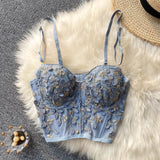 Street Women's Camisole New Fashion Embroidered 3D Petal Bustier Bra Cropped Tops Female Thin Underwear