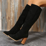 Autumn And Winter New National Wind Large-Size Long-Trace Knight Boots Side Zipper Coarse And High-Heeling Sleeve Fashion Boots