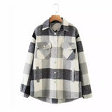 New Autumn Sanded Blouse Women's Lapel Single-Breasted Plaid