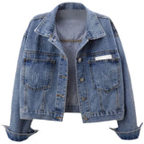 Zingj Goods Long Sleeve Denim Jacket Female Short Fall 2024 New Joker Cloth Pocket Loose Jacket Jacket-Outfit