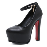 Zingj One Word Buckle Super High Heels Women's Thick Heel Round Head Waterproof Platform Platform T Platform Model