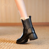 Zingj Winter New Rabbit Hair Warm Snow Boots Martin Boots Thick Heels Side Zipper Women's Short Boots Fashion