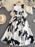 Vest, Long Dress, High Sense, Light Extravagant Round Collar, Waist Slim, Sleeveless A-Print, Large Pendulum