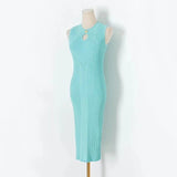 Zingj New Vintage High-Grade Ice-Sensitive Silk Sleeveless Slim And Medium-Length Knitted Dress With Bottomed