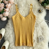 Women Summer Basic Tops Sexy Strappy Sleeveless Crop Top 2023 Female Casual Solid Color Ribbed Knit