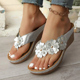 2025 Flower Sandals Women's Line Leisure Beachside Slopes And Comfortable Large-Size
