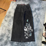 Hip-Hop Loose-Letter Jeans Men's Y2K Jeans Street Harajuku High Waist Wide