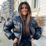 Parkas Women Coat Short Down Jackets For Women Female PU Leather Bomber Jacket Elegant Doudoune Femme Veste Manteau