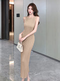 Zingj Real Shot Of A Retro Sleeveless Knitted Vest Dress For Women In Summer With A Slim Waist And A Skinny Hip