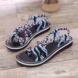 Zingj Size Summer Beach Sandals Women Clip Toe Rope Knot Flat Slippers Women- Outfit