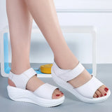 New Summer Women's Sandals PU Thick-Soled Muffin Large Size Sandals Fashionable Female Students Casual