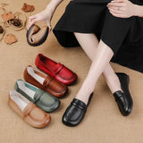 Zingj Flat-Bottomed Beef Rib-Soled New Love Shoes Korean Version Leisure Simple Leather Women's Singles Shoes Comfortable Mother