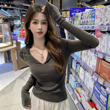 Zingj Waxy Polo Neckline Sweater Slim And Slim Vintage Sweater Women Wear A Bottomed Blouse With Long Sleeves In Early
