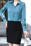 Women's Silk Shirts 2023 Spring Fashion Solid Loose Fashion Ladies Tops Button Long-sleeve Blouse Turn-down Collar Women