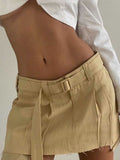 Belted Cargo Mini Skirt Y2k Clothes Khaki Black Summer Cute Sexy Skirts Womens 2022 Fashion Bottom