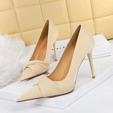 Zingj Stylish And Sexy Club Show Thin Heel, High Heel, Shallow Pointed Bow Women's Single