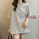 Short Sleeve letter Print ted shirt Clothes Summer cotton oversized T-shirts white gray Tops Graphic creative kink