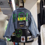 Cloth Stitching Denim Mid-length JacketOutfit