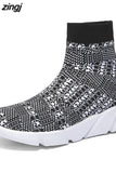 For Women Vulcanized Shoes Female Socks Shoes Trainers Women Slip-on Stretch Platform Shoes Black Sneaker