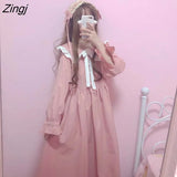 Dress Women Loose Kawaii Leisure Fashion Peter Pan Collar Korean Style High Quality Soft Solid Spring Chic Simple