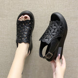 Zingj New Korean Version Of Sports Sandals Women Wear Summer One-Line Buckle Belt Women's Shoes Casual Platform Soft Platform Sandals Women- Outfit