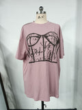 And Spicy Wind Shoulder Short-Sleeved Letter Printing T-Shirt Girl Spring Small Loose Thin Top