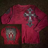 Men's Day Retro Angel Round-Neck Long-Sleeved T-Shirt T-Shirt On The Head Of The Coat With Long-Sleeved Pure