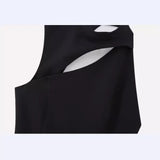 New Open Design Crepe Asymmetrical Medium Length Dress