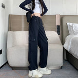 Zingj Korea Autumn And Winter Windproof Cargo Pants Women's High Waist Foot Parachute Wide Leg Pants