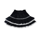 Black Lace Trim Ruffles Mini Skirt- Outfit