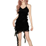 Zingj Spring / Summer 2023 Women's Pure Color Slim Fashion Hanging Neck Strap Sexy Backless Dress-Outfit