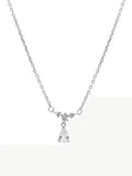 Silver Rhinestone Drop Decor Necklace- Outfit