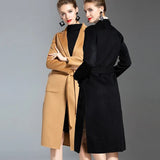and American water wave cashmere coat women's 2019 new medium and long winter wool coat double-sided women's cloth
