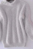 Mohair Thicken Turtleneck Sweater Autumn Winter Sweet Fashion Lantern Sleeve Casual Solid Color Pullover pull