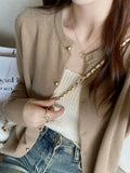 Zingj Autumn And Winter New Gray Knitted Cardigan With High-End Sweater Coat Thin Long-Sleeved Women's