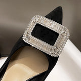 Zingj Buckle Diamond Black High Heels Women's 2023 Spring And Autumn New Professional Pointed French