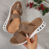 Zingj New Summer Ladies' Thick-Soled Slippers Water Drill With Air Cushion Slope Heel Large Size