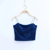 Spaghetti Straps Tank Top Velvet Short Crop Top 7 Colors Sexy Boob Tube Top Bustier Brief Vest T-shirts