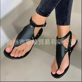 Zingj New Large Size Sandals Female Flat Toe Human Type Flat Sandals Perennial Supply- Outfit