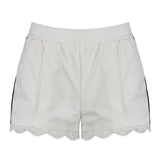 Zingj Wind Lace Lace Stripes Color Woven Shorts Women Low Waist Rope