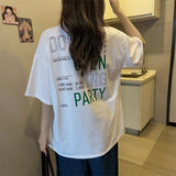 Short Sleeve letter Print ted shirt Clothes Summer cotton oversized T-shirts white gray Tops Graphic creative kink