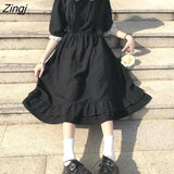 Women Lace Cute Summer Simple Solid Leisure Korean Style Sweet Ladies Fashion Sundress All-match Preppy Comfortable