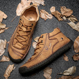 Zingj New Velvet Men's Shoes, High-Top Outdoor Men's Casual Shoes, Large Size Fine Belt Leather Shoes, Handmade Father
