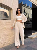 Zingj New Autumn Solid Color Lapel Long Sleeve Shirt Jacket Casual Pants