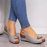 Sales 2023 New Fish Mouth Women's Sandals Clasp Slope Heel Women's Shoes Large Size Women's