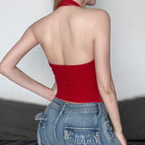 Zingj Letter Print Neck Vest 2024 Sexy Spice Girl With Tight Back And Thin Inside Wearing A Sling Top 211-1-Outfit