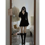 Zingj And Winter Pure Desire To Collect Waist Slim Show Thin Temperament Hepburn Wind Small Design Sense Black Inside Take Dress Children-Outfit