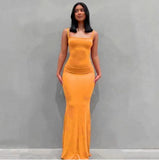 Sleeveless Bodycon Long Skims Dress Women Off The Shoulder Sexy Slim Backless Maxi Dresses Summer Vestidos Mujer