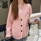 Zingj And Winter Design Sense Niche Languid Lazy Wind Cardigan Sweater Coat Female Retro Long-Sleeved Sweater Jacket